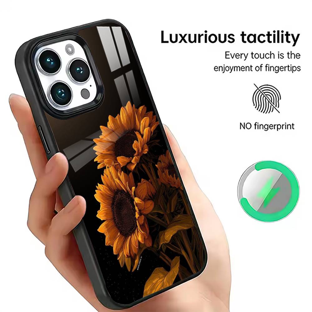 Moonlit Sunflower Field Phone Case For iPhone17,16,15,14,13,12,11 Plus,Pro Magnetic For Magsafe Wireless Charging