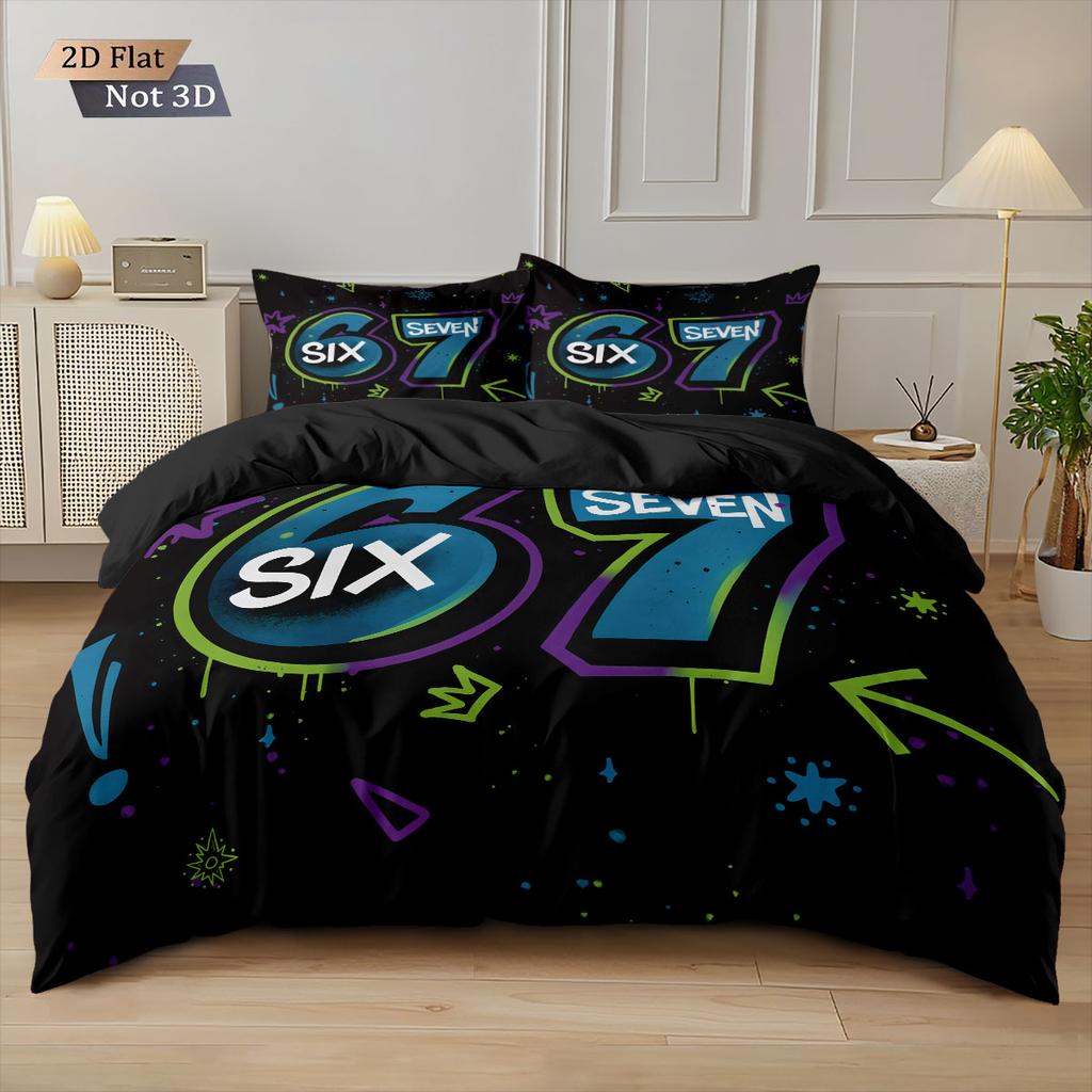 3 шт. Шесть Семь Черный Принт Без Каркаса Пуховое Одеяло Наволочка Комплект Разные Размеры Удобное Украшение Для Спальни Постельное Белье