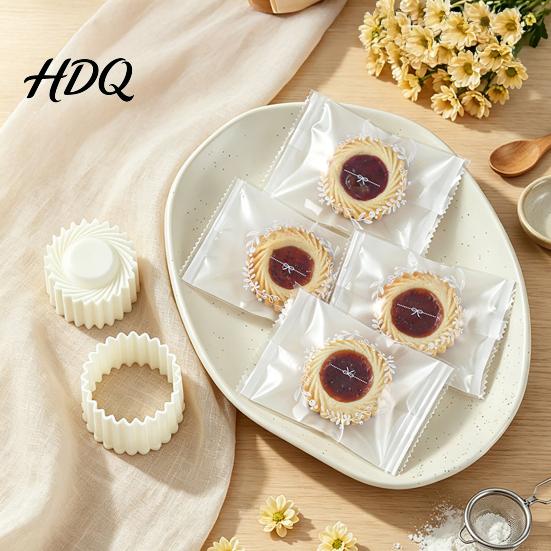 Mooncake Press Mold 2-in-1 Round Mold Double Ended Pastry with Scallop And Manual Dessert Spiral Embossing for DIY Baking Handheld Cookie