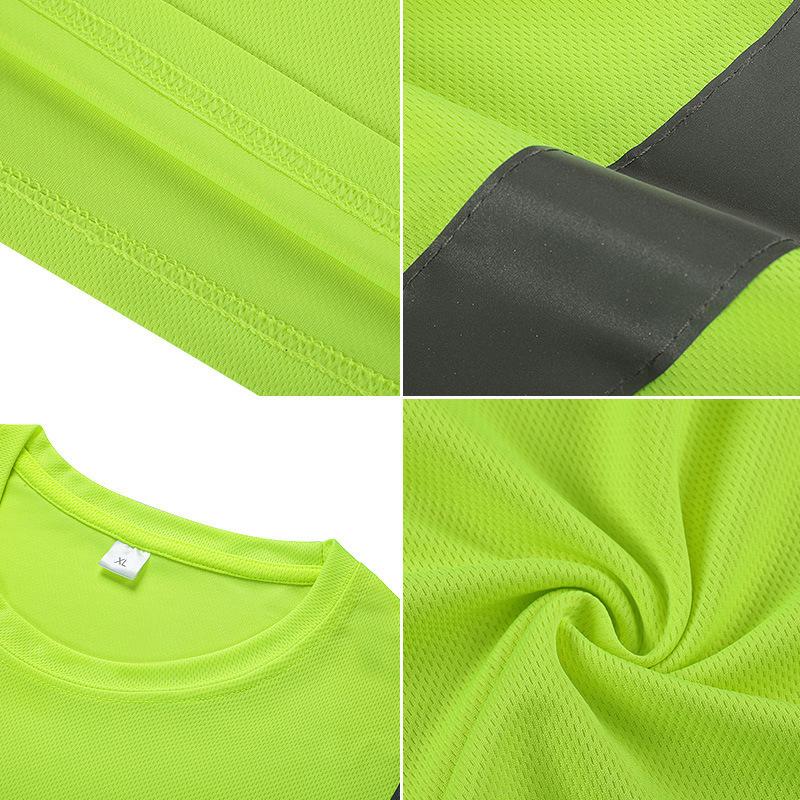 Fluorescent High Visibility Reflective Shirts Safety Polo t-Shirt Construction Shirt Fast Dry Work Wear Night Cycle Biking