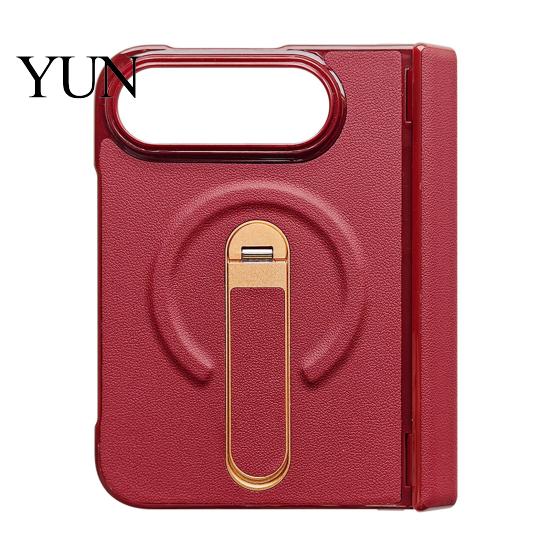 Strong Magnetic Attachment Case Faux Leather Phone for iPhoneDuo, Protective Cover with Hinge Protection, Multi-angle Viewing Stand Folding