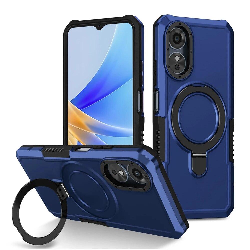 KEYSION Противоударный чехол для OPPO A17 A17K A78 A58 4G Силиконовый + ПК с металлическим кольцом-подставкой, чехол для телефона OPPO A5S A12 A54 A55 A74 A95