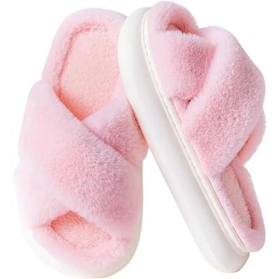 Женские тапочки Пушистые тапочки Мягкие открытые носки Пушистые домашние сандалии Плюшевые меховые тапочки Тапочки из пены с эффектом памяти для женской обуви