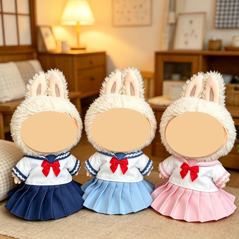 [Cloth Only] Fashion Doll Clothes for 38CM Plush Dolls, Size S Ocean Breeze Skirt JK Set Includes Tie,Cloth and Skirt.