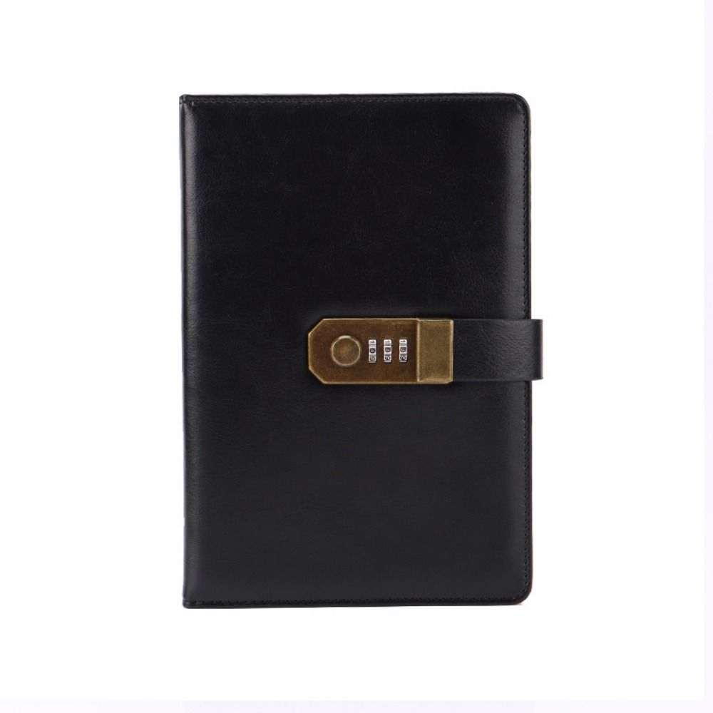 Creative 200 Pages A5 Notebook with Coded Lock Thickened Diary Book Waterproof PU Leather Cover Password Lock Notebook Student