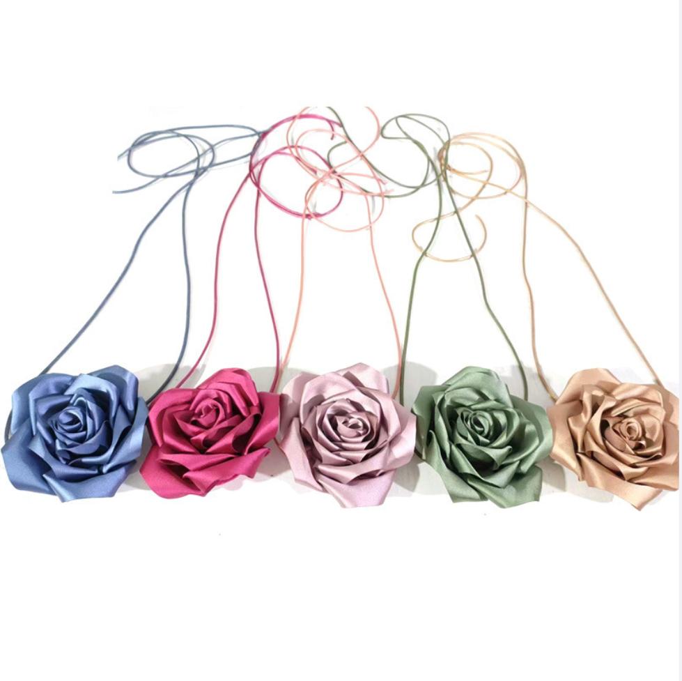 Цветочное колье-чокер для женщин, большие чокеры с цветами роз, цветочное колье-чокер для вечеринки невесты, свадебных летних вечеринок…