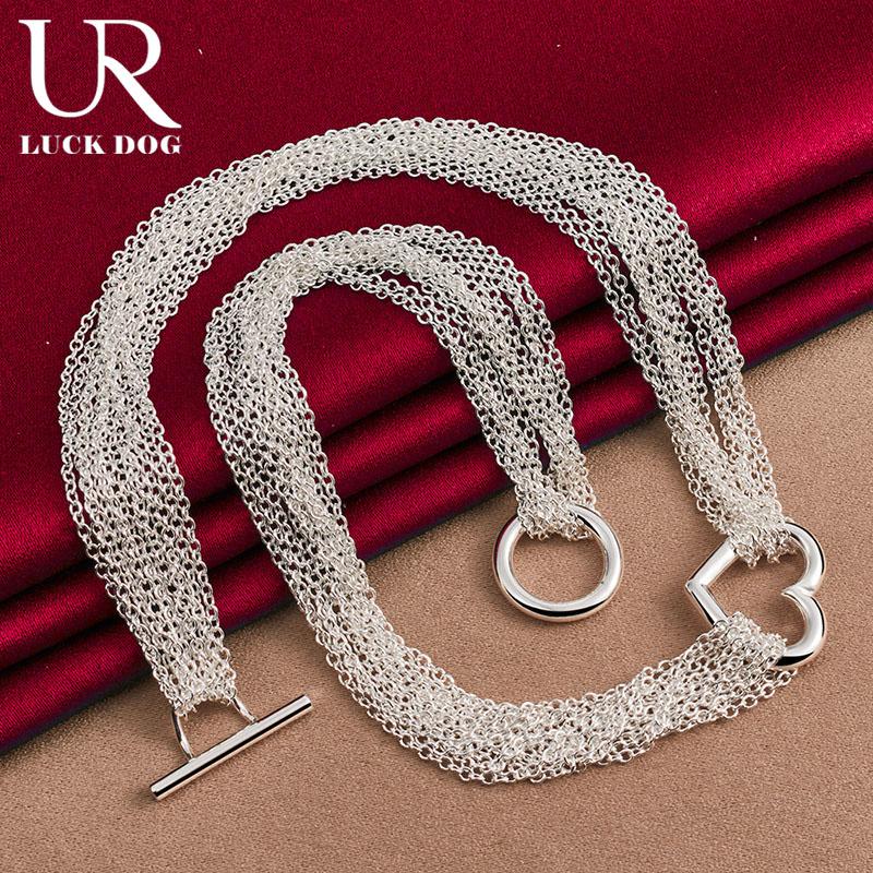 Женские многорядные модные свадебные украшения из стерлингового серебра 925 пробы в форме сердца