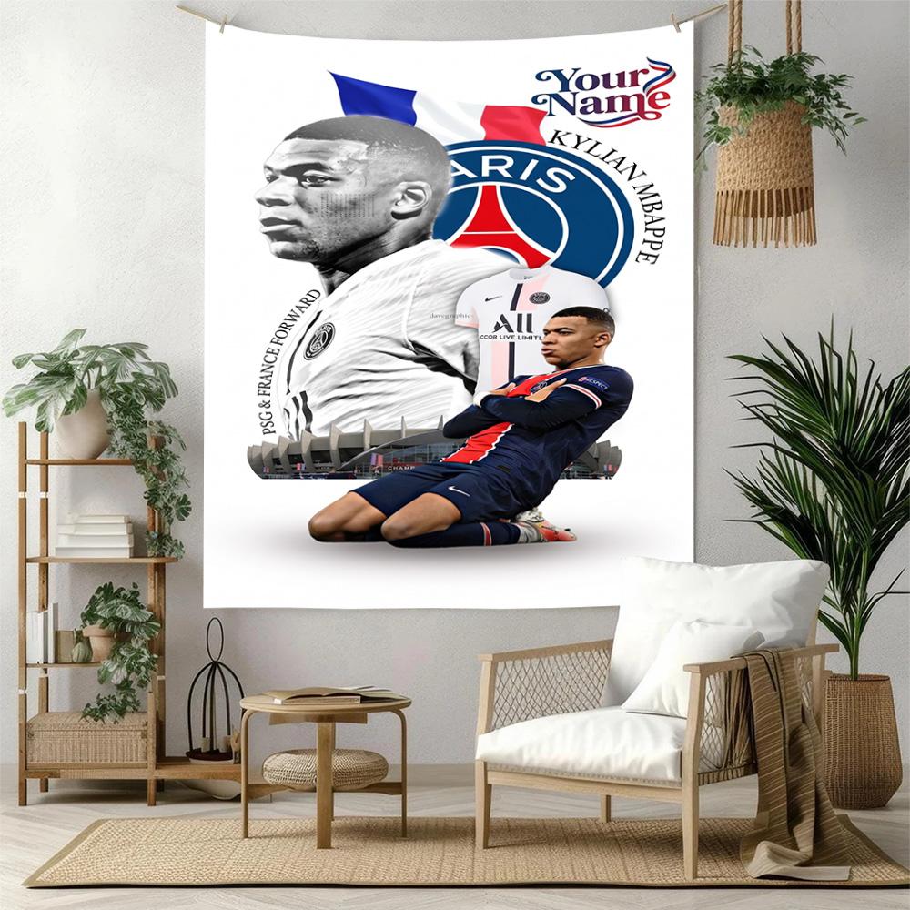 Mbappé Customize Your Name Tapestry Foldable Wall Tapestry Easy to Hang Great for Living Room Decor Ideal for All Seasons