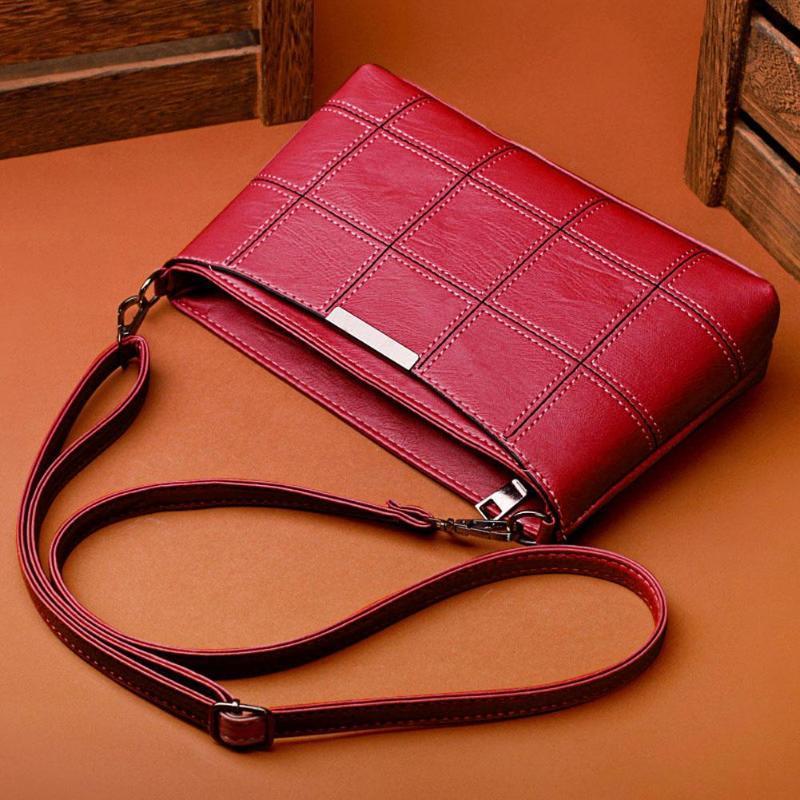Модная женская сумка PU Plaid Messenger Bag Crossbody Сумки через плечо