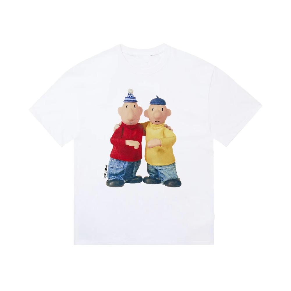 Fun Cartoon Character Print Pattern T-shirt Fashion Trend Short Sleeve Crew Neck Casual Loose Streetwear Daily Wear Cool Top