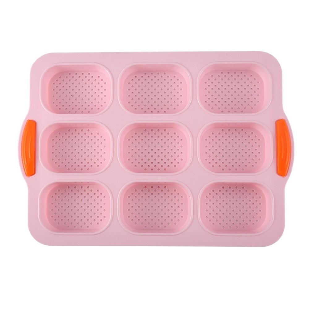 9 Grids Bread Baking Form Non-Stick Silicone Baking Pan Food Grade Bread Loaf Pan  Household Baking