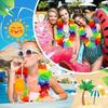 24Pcs LED Hawaiian Leis Light Up Flower Leis Necklace for Masquerade Beach Wedding Tropical Themed Carnival Luau Party Supplies