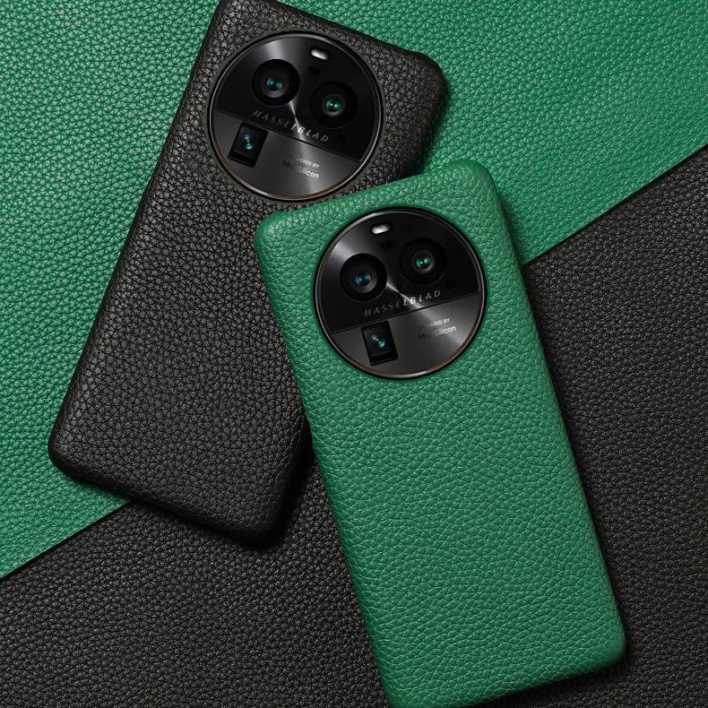 Оригинальный кожаный получехол-книжка OPPO A58/A58x/A83/A72 с рисунком «Личи» из коровьей кожи