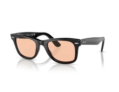 Солнцезащитные очки Reiban WAYFARER RB2140F 52 размера Цвет оправы черный Цвет линз розовый Стильные для вождения на открытом воздухе Сделано в Италии Оригинальный тип очков Протирать