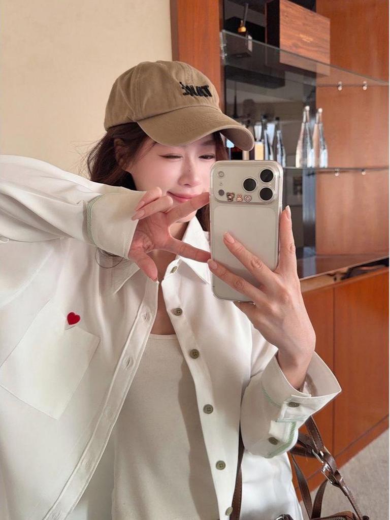 Женская белая рубашка-поло с галстуком - Колледж-стиль, Защита от солнца, Для носки с весны по осень