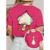 Women's large-size summer dress, funny duck print double-sided round neck short-sleeved T-shirt