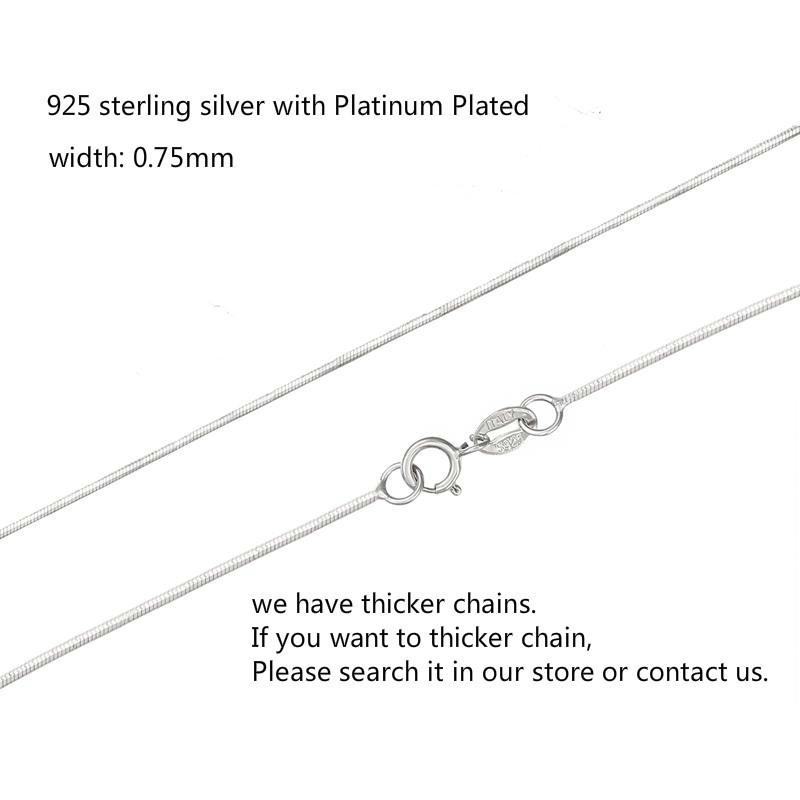 35cm-80cm 0.75mm Thin Slim Real 925 Sterling Silver Octagon Snake Chains Long Necklace Women Kids Girls Jewelry Kolye Colier