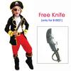 Kids Child Pirate Corsair Costume Buccaneer Cosplay for Boys Girls Purim Halloween Birthday Party Fantasia Dress Up