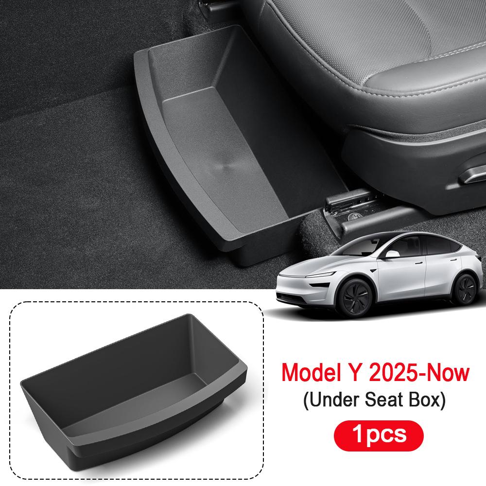 Ящик для хранения под сиденьем для Tesla Model Y Juniper 2025 Органайзеры для центральной консоли Контейнеры Сумка для заднего сиденья Поддон для мусора Аксессуары