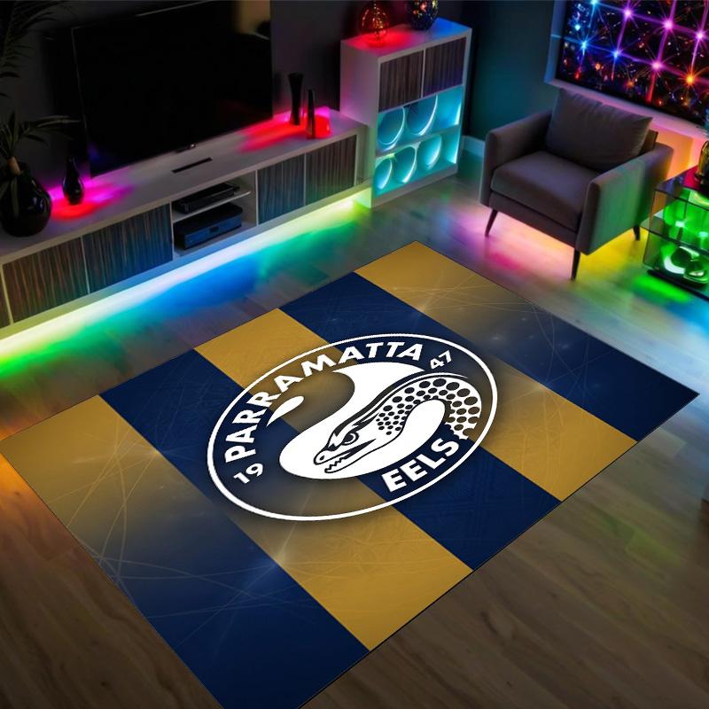 Parramatta Eels Design Crystal Velvet Carpet Cozy Non?Slip Printed Rug For Bedroom Living Room Entrance
