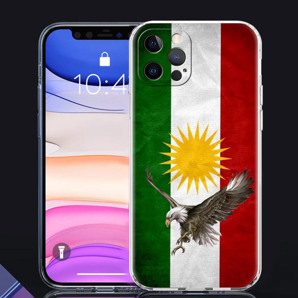 Kurdistan Flag Luxury Phone Case For iPhone 15 16 14 13 Pro 11 12 Max X XR XS 7 8 Plus SE Clear Silicone Cover Fundas Shell