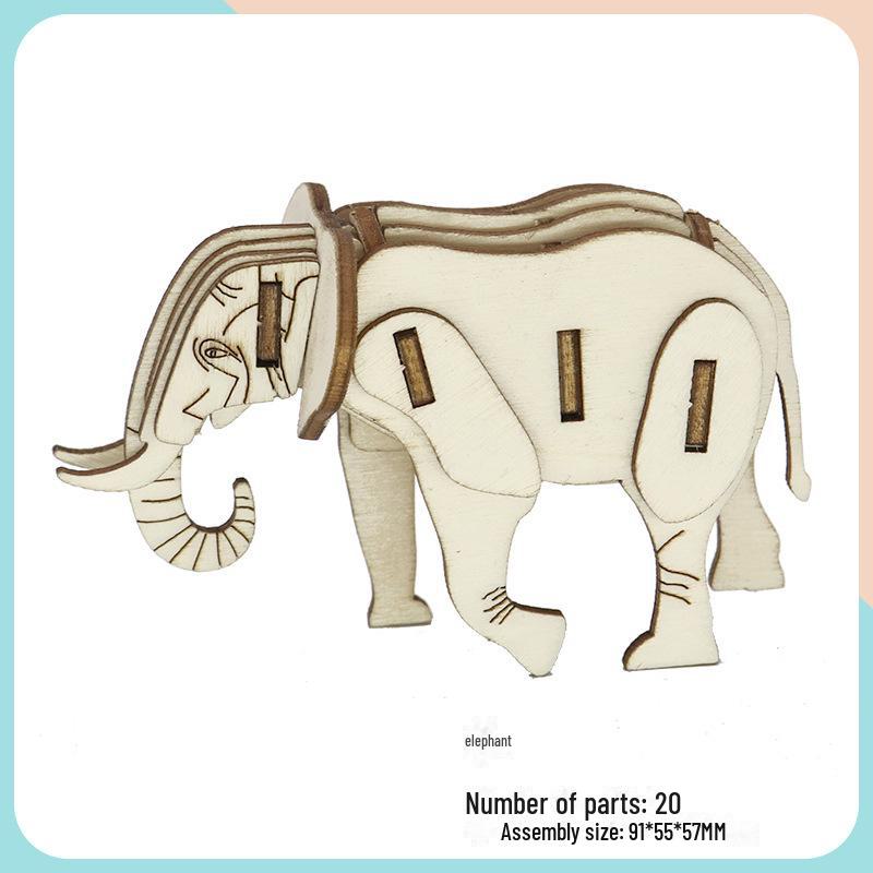 Милые животные DIY 3D деревянная головоломка для детей
