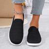 Fashion Plus Size Flat Shoes Summer New Round Toe Deep Mouth Knitted Fabric Lightweight Soft Sole Anti-Slip Wear-Resistant Single Shoes