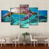 5 Pieces Sea Turtle Wall Art Paintings Modular Canvas HD Prints Underwater Landscape Pictures Posters Home Decor No Framed