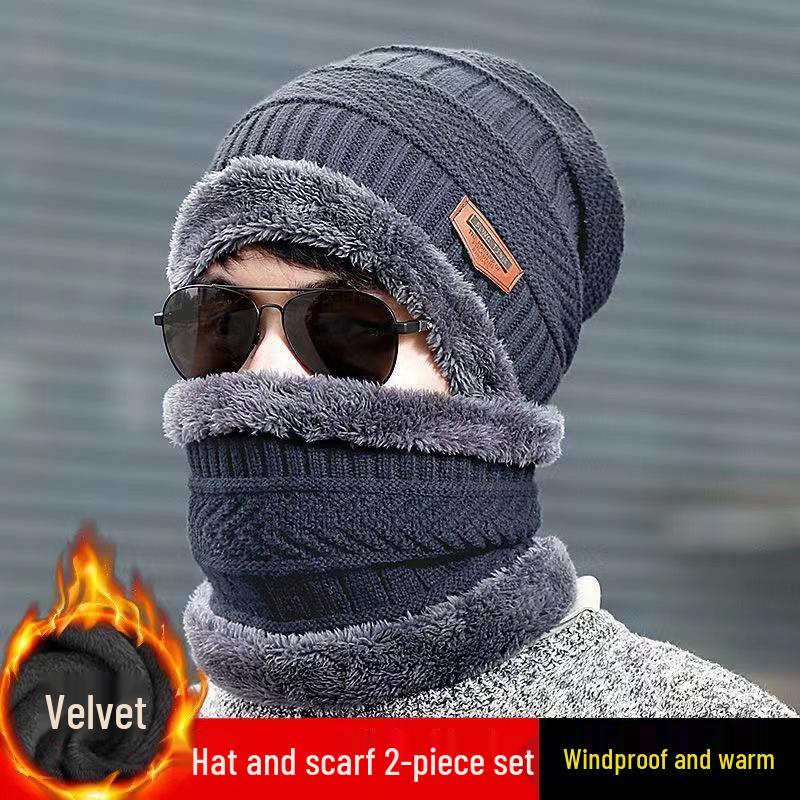 Korean Style Thickened Wool Pullover Hat with Ear Protection and Velvet Lining for Youth