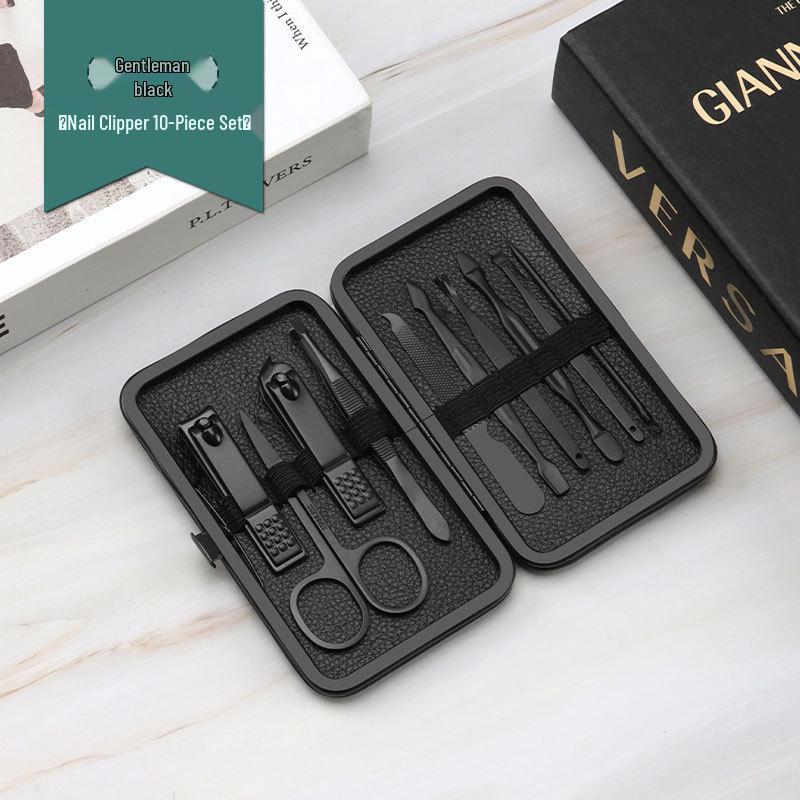 Набор для ухода за ногтями из 18 предметов из черной нержавеющей стали: Кусачки, инструменты для педикюра, пинцеты и средства для удаления черных точек