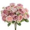 Artificial Peony Flowers Silk Hydrangea Bouquets Artificial Roses Fake Plants for Spring Autumn Decorations, Wedding Vase for Home, Dining Room