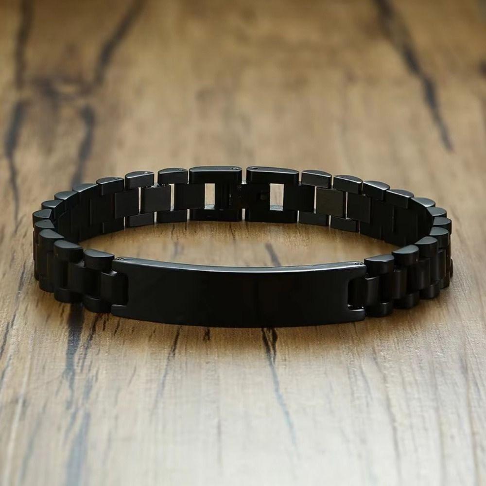 10MM -15MM Personalized Engraving Bracelet Stainless Steel Wrist Bangle for Men Outdoor