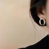 Корейская версия Niche Design Sense High-end Cold Style Ins Style Oval Earrings Geometric Hollow