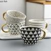 Неправильные геометрические керамические кружки Кофейная чашка с ручкой Чашки для молока и чая Чашка для воды Чашки для завтрака Кружка для послеобеденного чая Кружка для сока