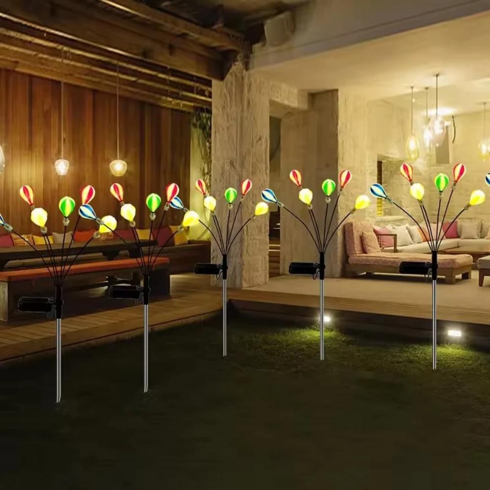 6-светодиодный солнечный светильник, воздушный шар, газонная вилка, уличный двор, сад, кемпинг, ветряной качели, праздничная атмосфера, декоративные огни