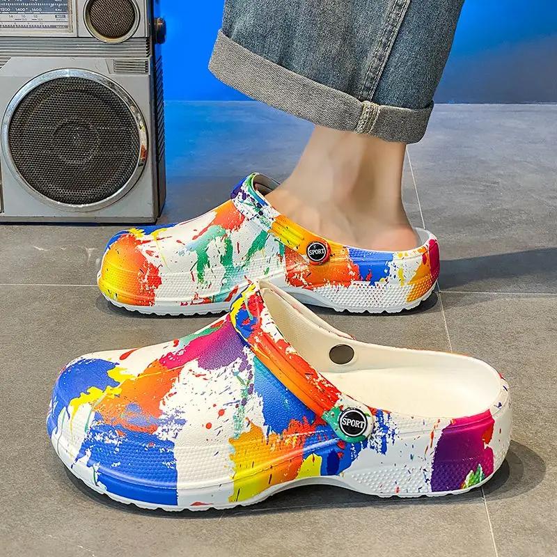 Модные мужские шлепанцы на платформе, пляжные с отверстиями, Y2k, элегантные, забавные, дизайнерская мужская обувь, роскошные, оригинальные, дешевые туфли, ликвидация 2025, Fashi Slideson