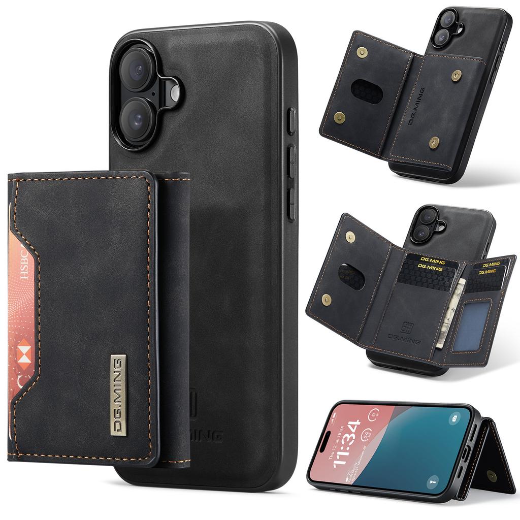 DG.MING M2 Series for iPhone 17 Case PU+PC+TPU Phone Cover Detachable Wallet