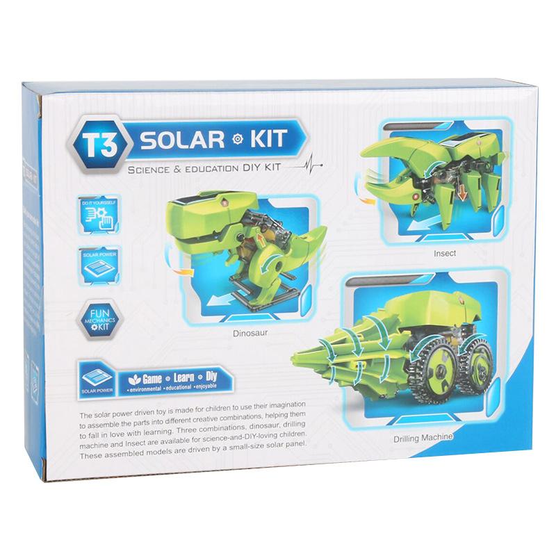 DIY Собранный образовательный самоустанавливающийся динозавр на солнечной батарее 3 в 1 Научный эксперимент для учеников начальной школы Детская игрушка для детей
