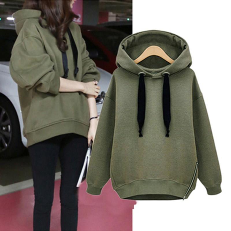 Womens Fleece Hooded Oversized Long Sleeve Pullover Sweatshirt Winter Casual Streetwear