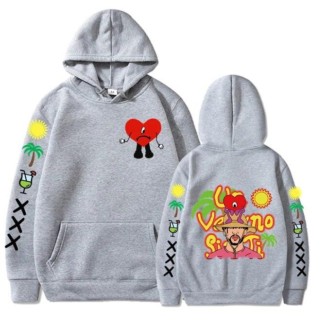 Bad Bunny Hoodie Unisex Fashion Coat Letter Print Hoodies Kids Hip Hop Hoodie Women Sweatshirt Coat Rap Sweat Autumn Winter Clothes Unisex