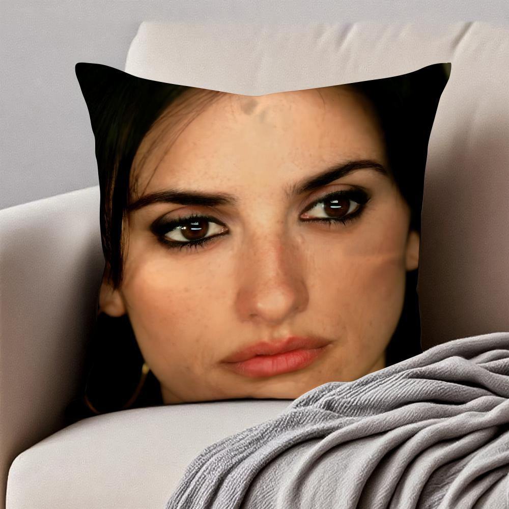 OscarWinning Spanish Actress PPenelope Cruz Cushion Cover Pillowcase Antidustmite Invisible Zipper Short Plush Sofa Cushion