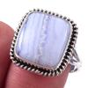 Natural Blue Lace Agate Gemstone 925 Solid Sterling Silver Jewelry Ring S.8 F7T24