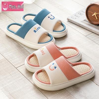 Женские и мужские всесезонные домашние/уличные тапочки из хлопка и льна - Удобные, на толстой подошве для весны, лета и осени.