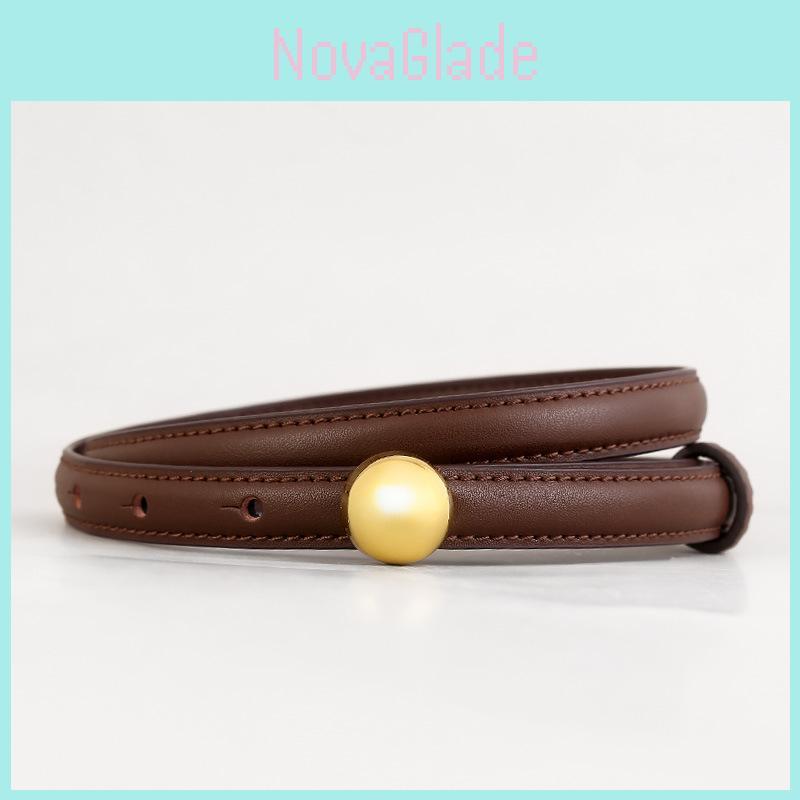 Genuine Leather Womens Skinny Belt With Pin Buckle For Dress And Summer Wear