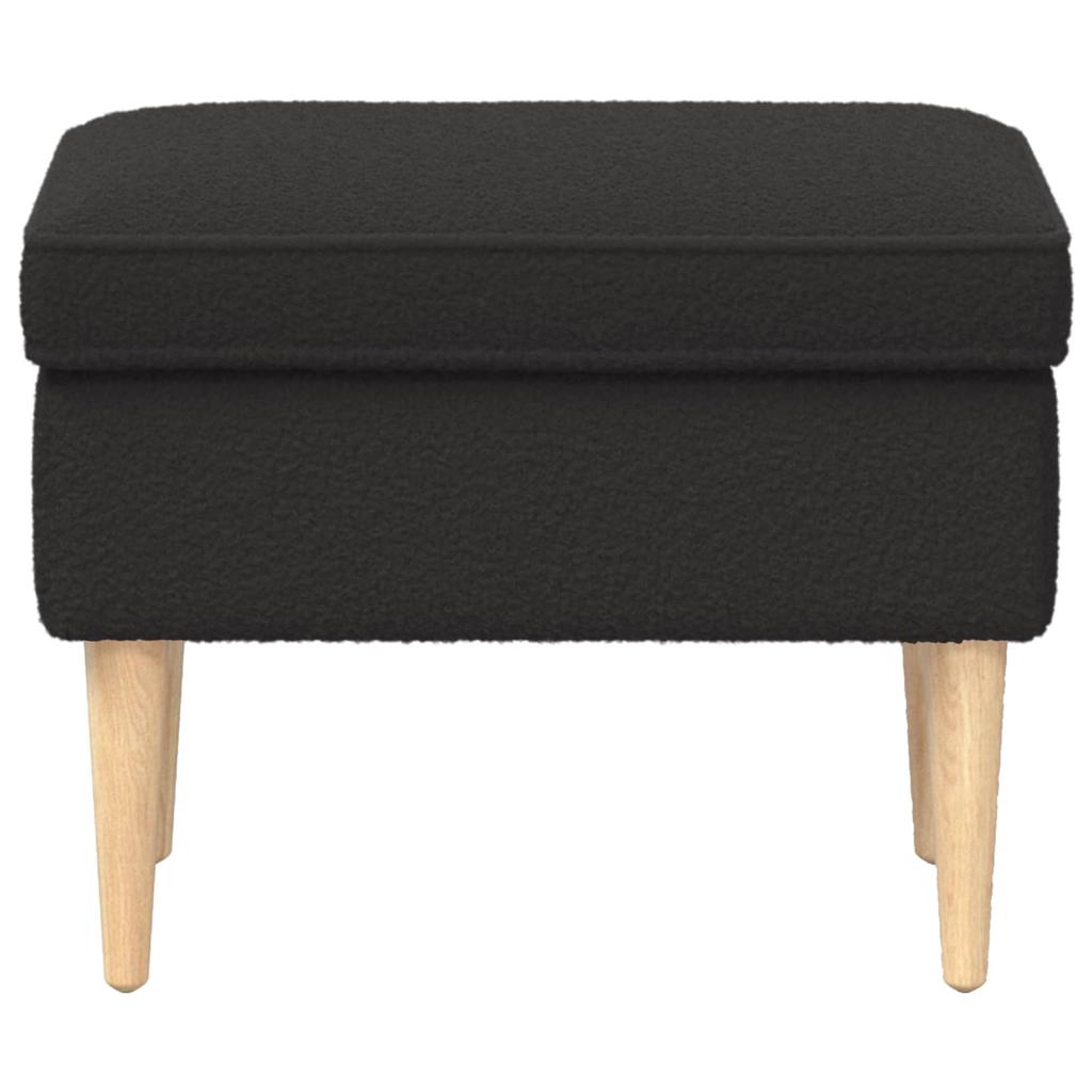 Black Footstool 55 x 35 x 41 cm Boucle