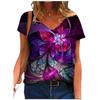 5XL Повседневная летняя футболка для женщин 2021 года, новые свободные топы с коротким рукавом и V-образным вырезом, уличные женские футболки с цветочным принтом