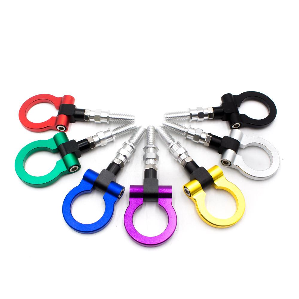 Car Style Racing Tow Trailer Hooks for European Front and Rear Towing Bars, Billet Aluminum - Black, Red, Gold, Green, Blue