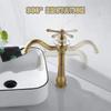 Керамический смеситель для ванной комнаты с вращением на 360 °, цвет античная медь, одно отверстие, длинный излив, для смешивания, с выдвижной сливной трубой