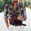 2026 Men's Feather Shirt Long Sleeved Fashion Designer Casual Outdoor Vacation Spring and Summer Collar 3D Printing