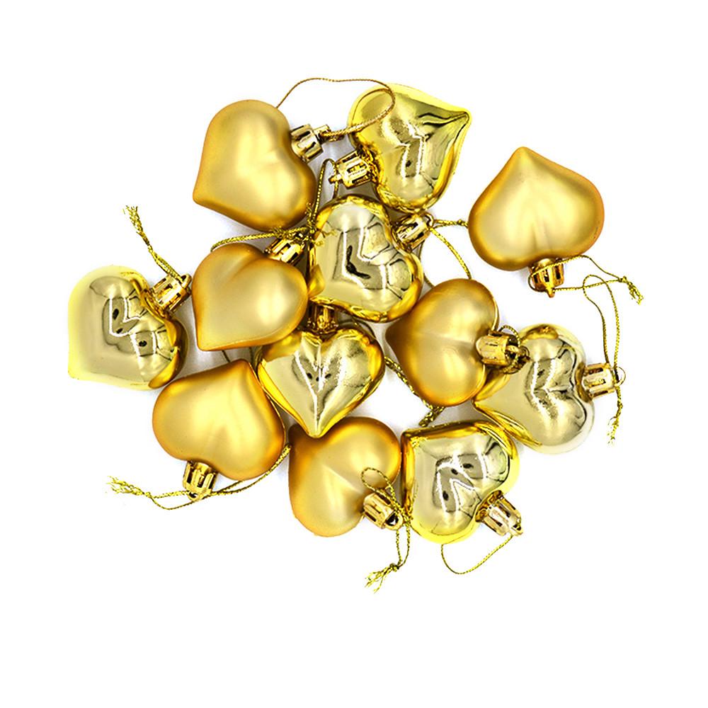 12Pcs Christmas Tree Room Decoration Love Shaped Ball Decoration Props Christmas KTY